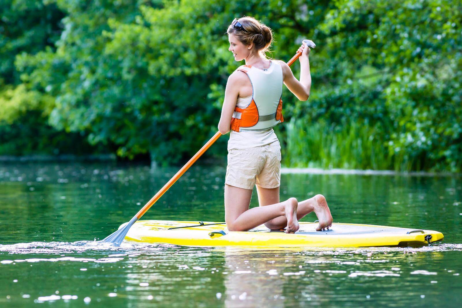 paddleboarding kneeling